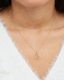 Disney Minnie Mouse 14k Yellow Gold Cutout Silhouette Pendant Necklace, 18"