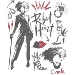 Disney Girl's Cruella Fashion Drawings T-Shirt