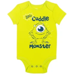 Disney Pixar Monsters Inc. Mike Mickey Mouse Baby Bodysuit Pants And Hat 3 Piece Outfit Set Newborn To Infant