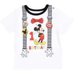 Disney Mickey Mouse 1st Birthday Cosplay Graphic T-Shirt Diaper Cover And Hat 3 Piece Outfit Set White/Red -Disney Clothing Store GUEST 488cf589 754f 4f2a b875 447550a13aa9