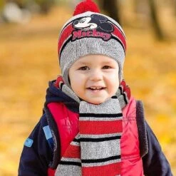 Disney Mickey Mouse Boy's Toddler Winter Hat, Scarf & Mittens/Gloves Set, Kids Ages 4-7
