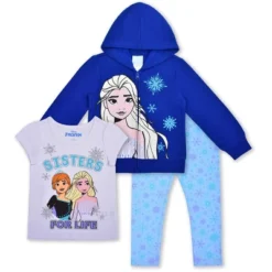 Disney Girl's 3-Pack Frozen Sisters For Life Short Sleeve Graphic Tee, Hoodie And Snowflake Legging Pant Set For Kids -Disney Clothing Store GUEST 70bac032 1da1 4afb b787 bc03b9d75154
