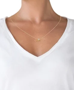 Disney Jewelry For Mom - Mom Gold Plated Sterling Silver CZ Princess Tiara Design, Script Mom, 18"