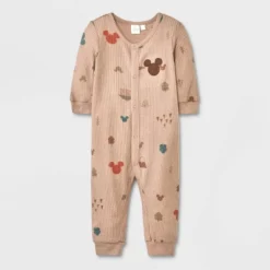 Baby Boys' Disney Mickey Mouse Long Sleeve Romper - Light Brown -Disney Clothing Store GUEST 8915bdba dcbc 422a b442 b3a13758229c