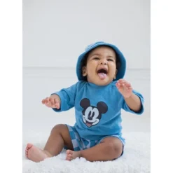 Disney Lion King Mickey Mouse Simba Baby T-Shirt Bike Shorts And Hat 3 Piece Newborn To Infant