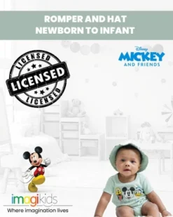 Disney Mickey Mouse Goofy Donald Duck Pluto Baby Romper And Hat Newborn To Infant
